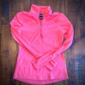 Victoria Sport Hot Pink Quarter Zip Long Sleeve Sheer Back Athletic Top | XS